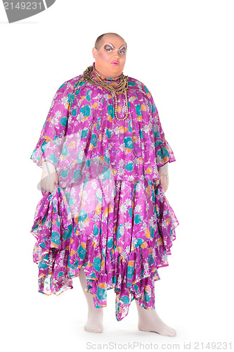 Image of Cheerful man, Drag Queen, in a Female Suit