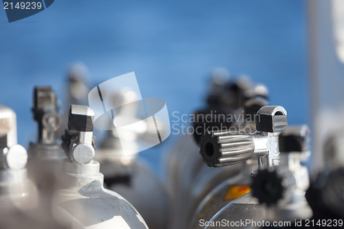 Image of Macro shot of valves on scuba equipment