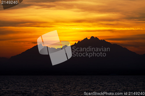Image of Sunset over a Mountains