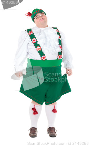 Image of Funny fat man wearing German Bavarian clothes