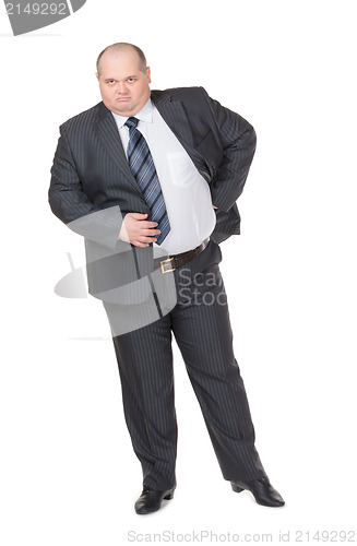 Image of Fat businessman glowering at the camera