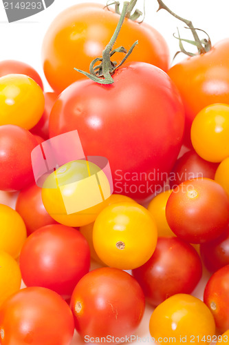 Image of Heap Multicolored Ripe Fresh Cherry Tomatoes