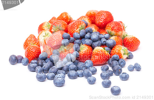 Image of Heap Fresh Strawberries and Blueberries