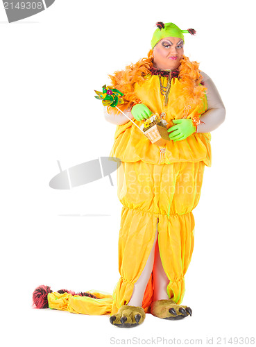 Image of Cheerful man, Drag Queen, in a Female Suit