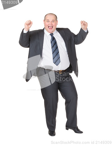 Image of Very overweight cheerful businessman