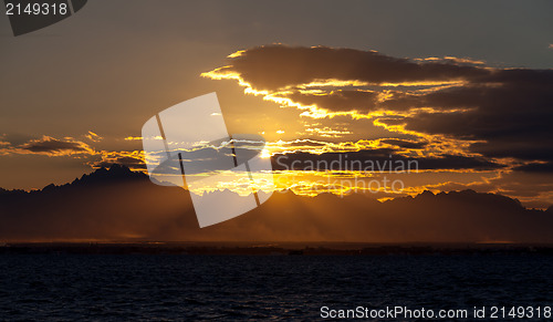 Image of Sunset over a Mountains