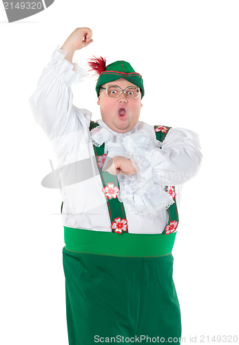 Image of Funny fat man wearing German Bavarian clothes