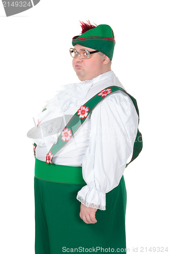 Image of Funny fat man wearing German Bavarian clothes