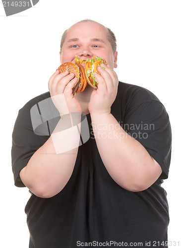 Image of Fat Man Looks Lustfully at a Burger