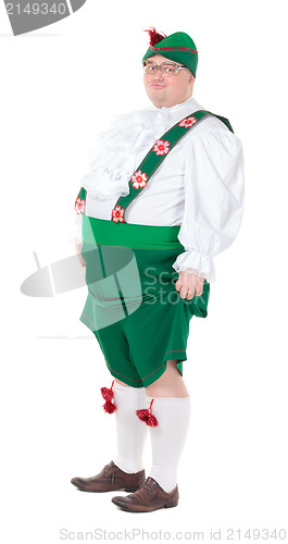 Image of Funny fat man wearing German Bavarian clothes