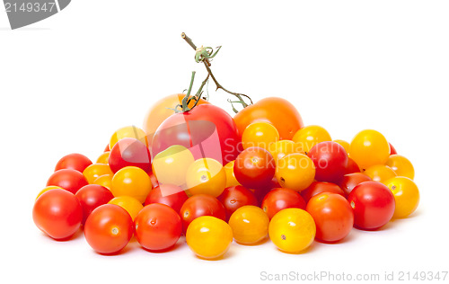 Image of Heap Multicolored Ripe Fresh Cherry Tomatoes