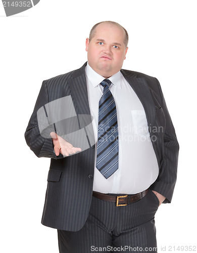 Image of Obese businessman making a point