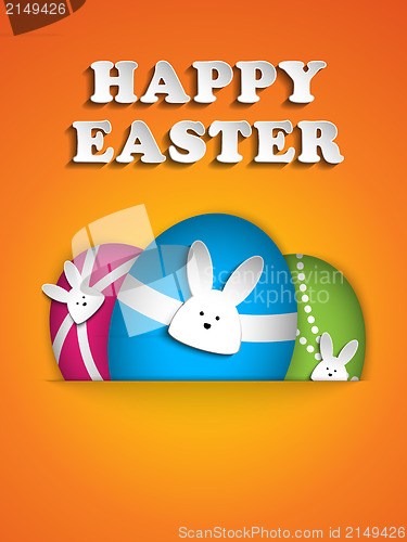 Image of Happy Easter Rabbit Bunny on Orange Background