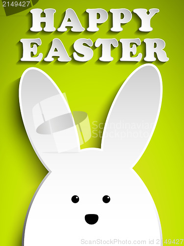 Image of Happy Easter Rabbit Bunny on Green Background