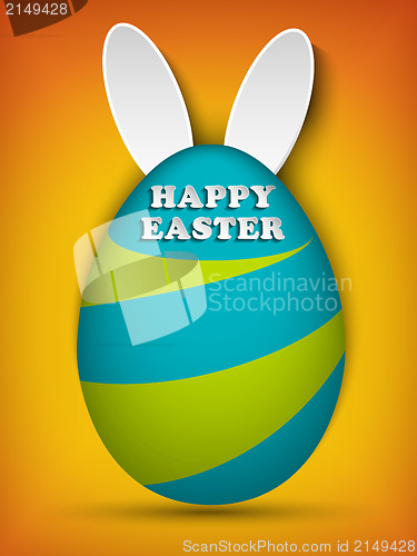 Image of Happy Easter Rabbit Bunny on Orange Background