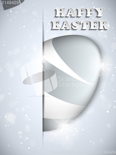 Image of Happy Easter Silver Egg Shiny Metal