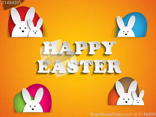Image of Happy Easter Rabbit Bunny on Orange Background