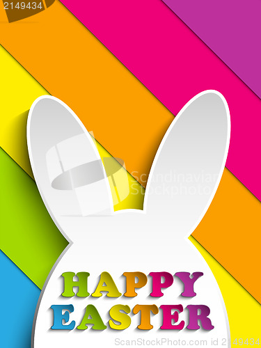 Image of Happy Easter Rabbit Bunny on Rainbow Background
