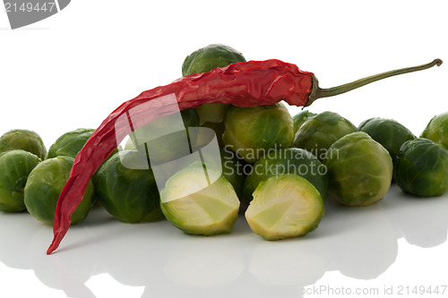Image of Fresh brussels sprout and dried chile