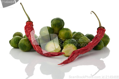 Image of Fresh brussels sprout and dried chile