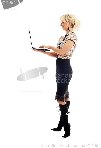 Image of elegant businesswoman with laptop