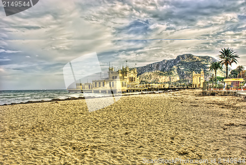 Image of Charleston of Mondello on the beach in hdr. Palermo