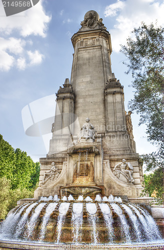 Image of Monument with fountain at plaza de espana-madrid