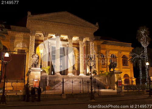 Image of Theatre Massimo by night.Palermo