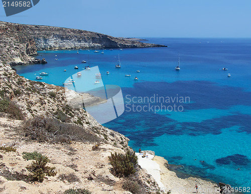 Image of Boats on the island of rabbits- Lampedusa, Sicily
