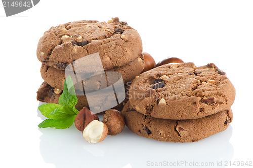 Image of Chocolate cookies with mint leaves