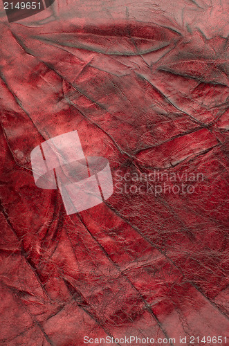 Image of Red leather texture closeup