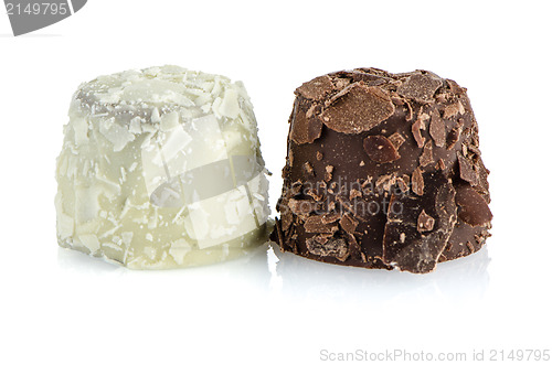 Image of White and brown chocolate candies
