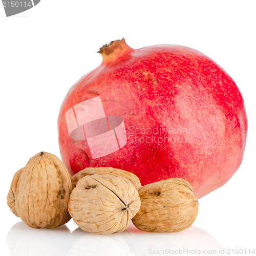 Image of Ripe pomegranate fruit and nuts