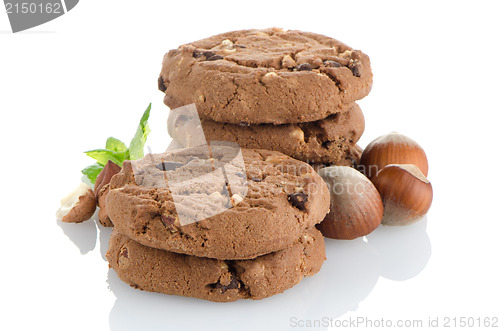 Image of Chocolate cookies with mint leaves