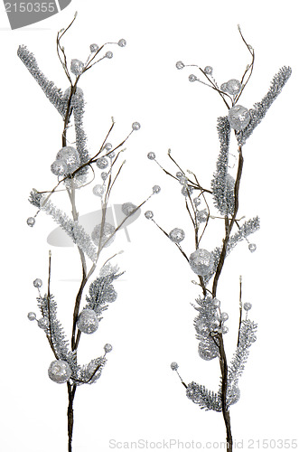 Image of Christmas decorative silver leaves