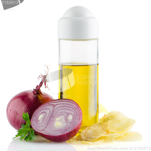 Image of Red onions and olive oil