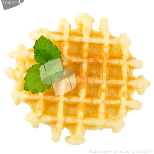 Image of Sweet waffle with mint leaves