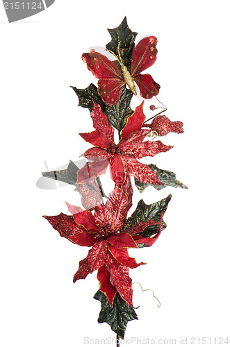 Image of Red Christmas decoration branches