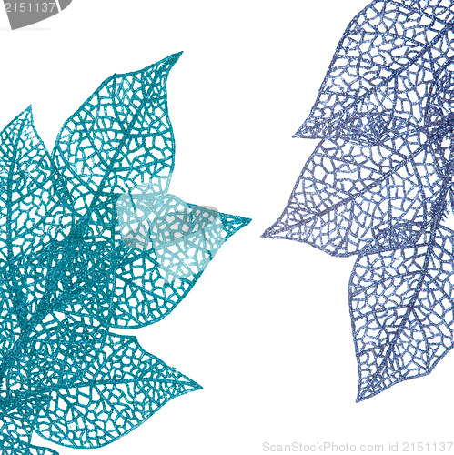 Image of Christmas decorative blue and purple leaves