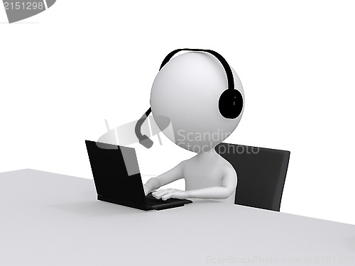 Image of Customer Support. 3D little human character with a Headsets and 