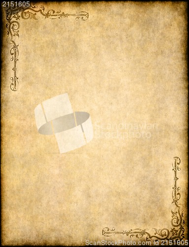 Image of  old parchment paper texture with ornate design