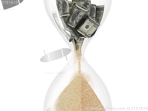 Image of hourglass with dollar inside (time is money concept)