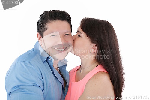 Image of Young woman kissing her Boyfriend