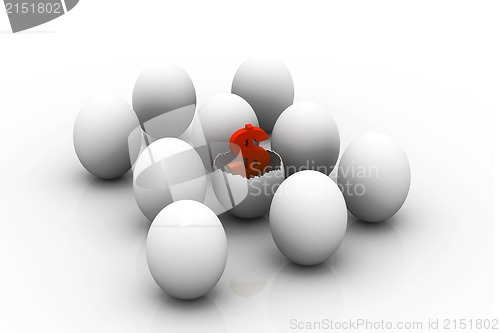 Image of Investment concept with white egg shells 