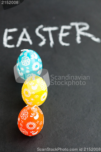 Image of Colorful Easter egg shaped candles and text