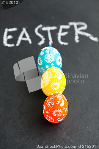 Image of Colorful Easter eggs and text