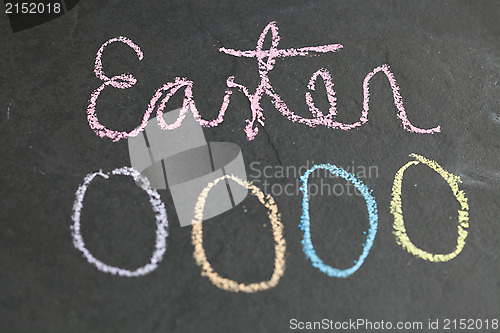 Image of Easter egg shaped chalk drawings and text