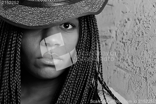 Image of black and white potrait of a young woman