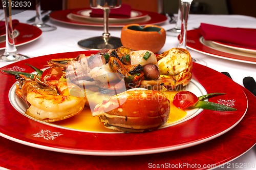 Image of Tasty dish from sea products at restaurant