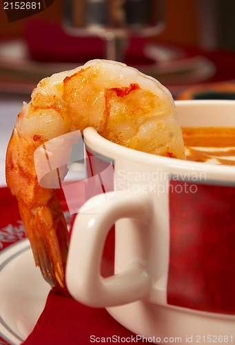 Image of Tasty soup on a table at restaurant